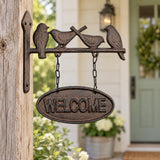 Cast Iron Bird Welcome Goodbye Sign