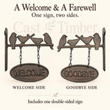 Cast Iron Bird Welcome Goodbye Sign