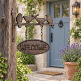 Cast Iron Bird Welcome Goodbye Sign