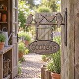 Cast Iron Bird Welcome Goodbye Sign