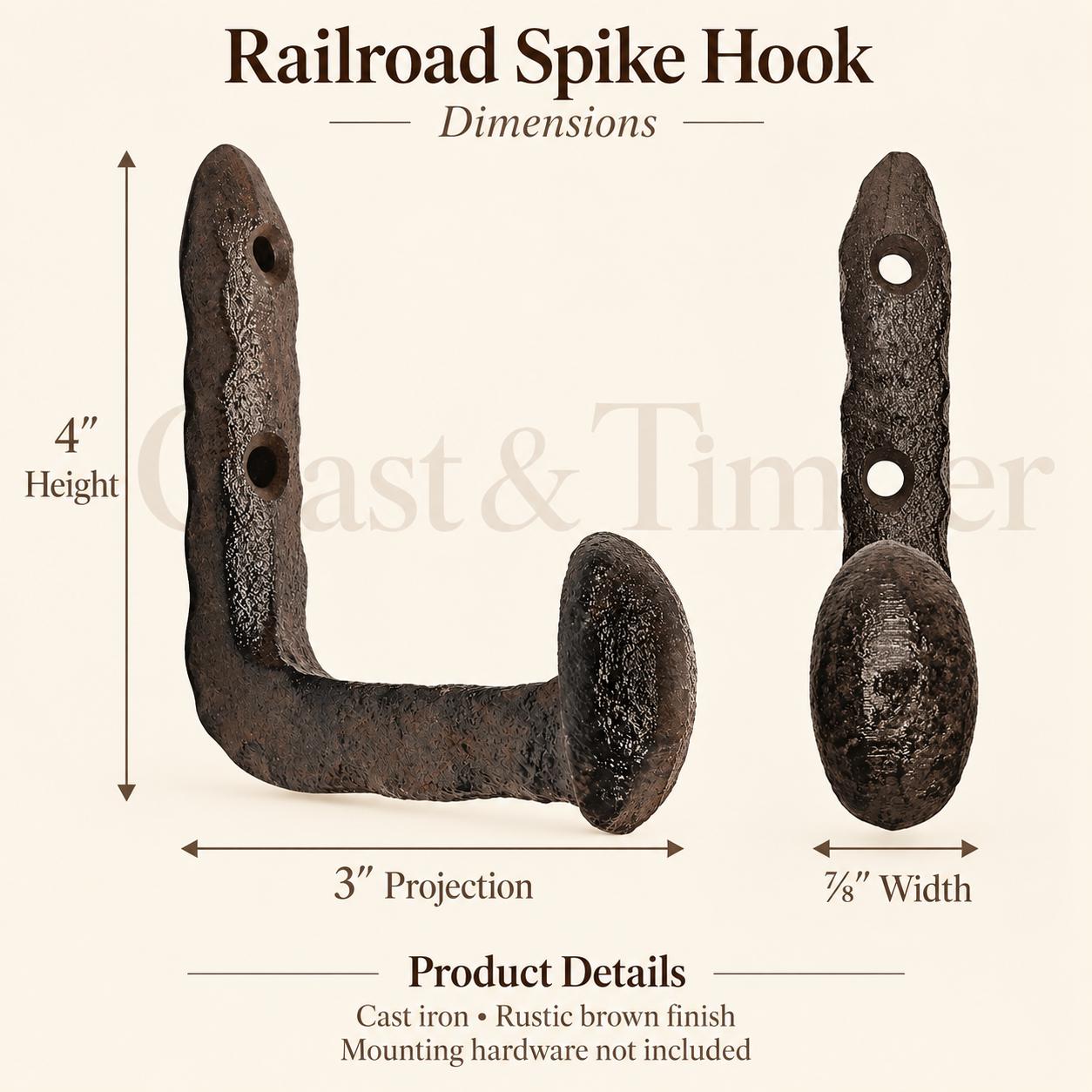 Cast Iron Railroad Spike Wall Hook