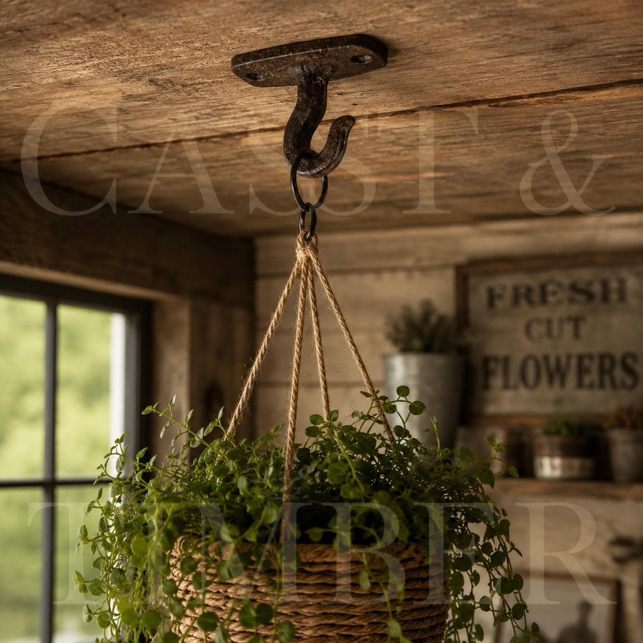 Rustic Cast Iron Ceiling Hook