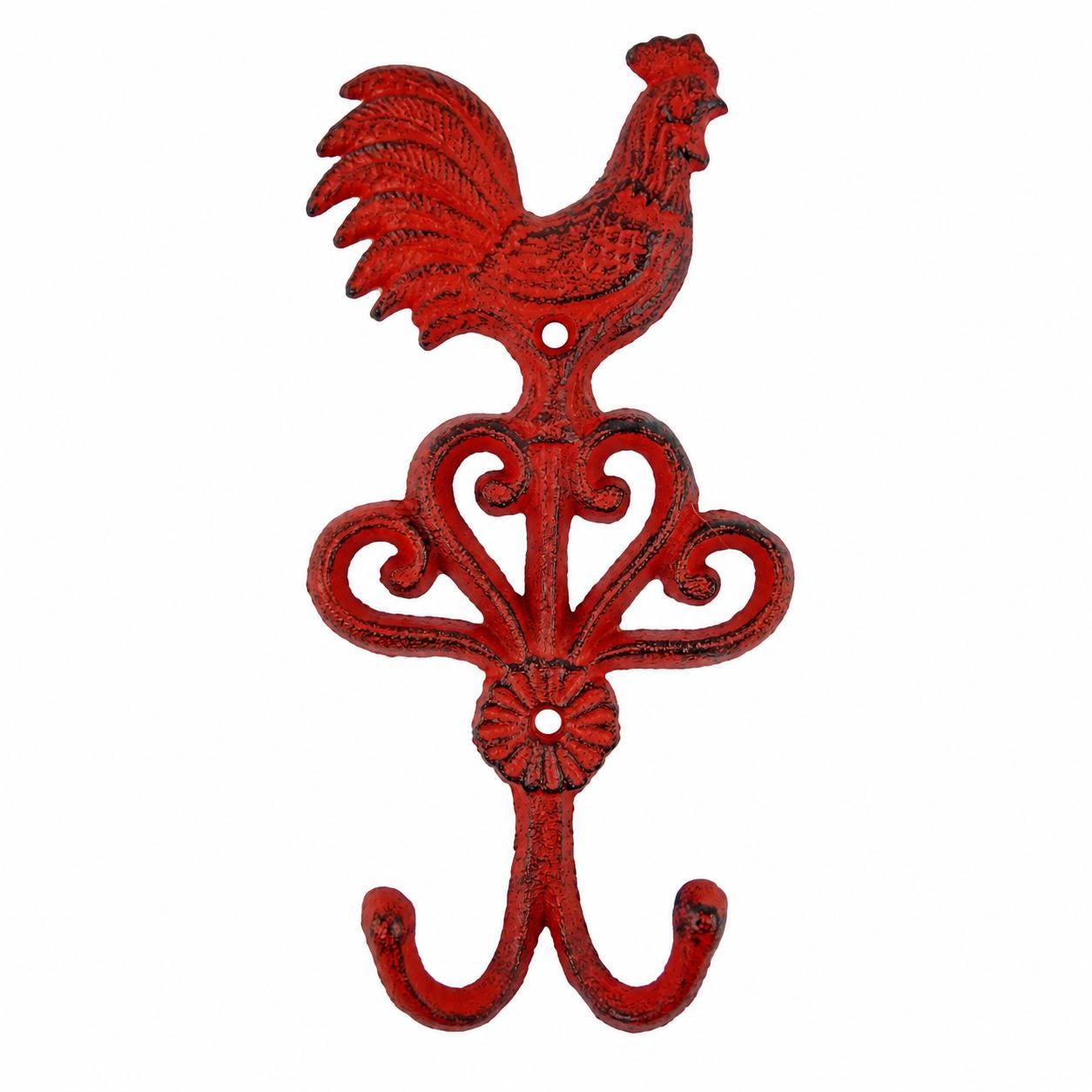 Cast Iron Rooster Double Wall Hook
