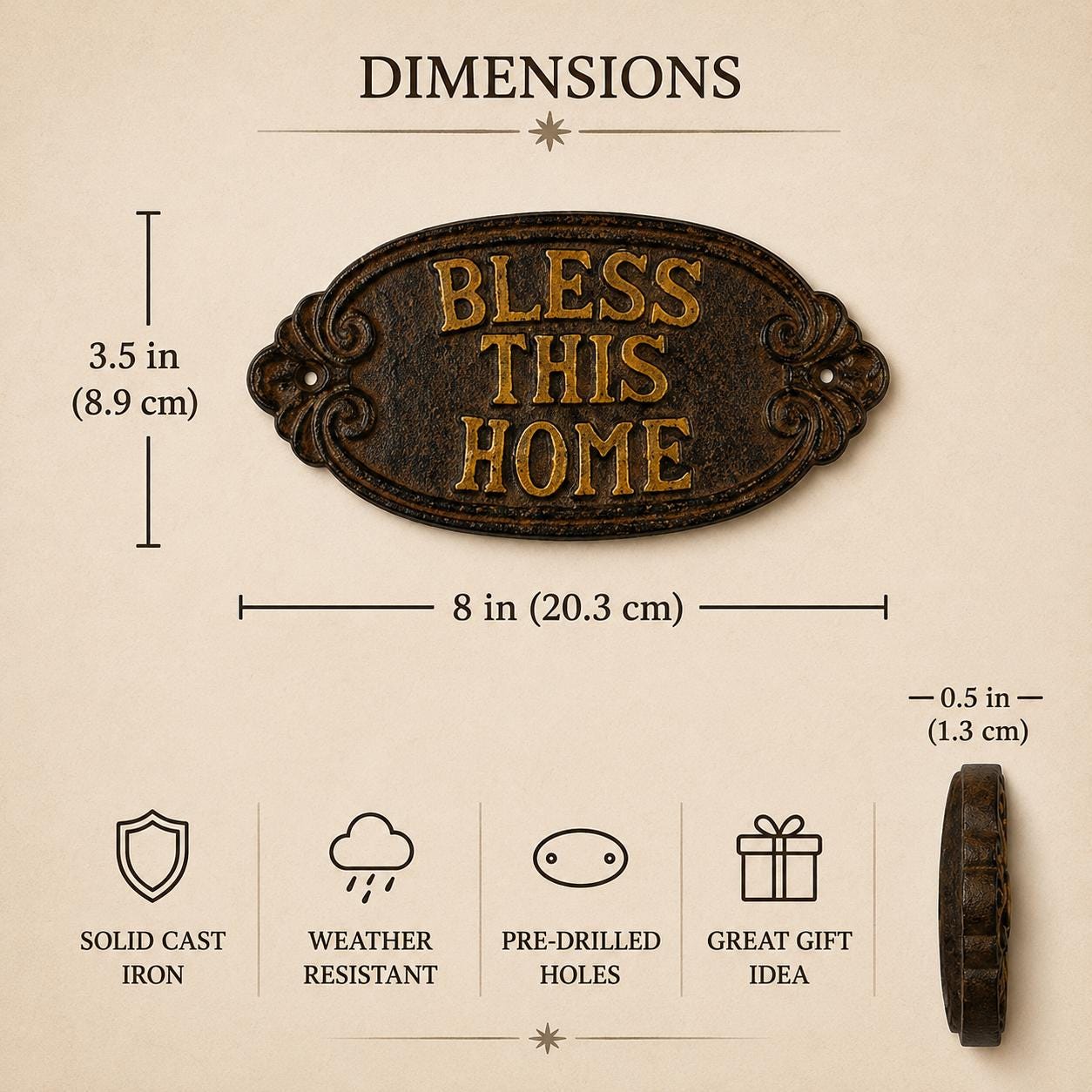 Bless This Home Cast Iron Wall Plaque
