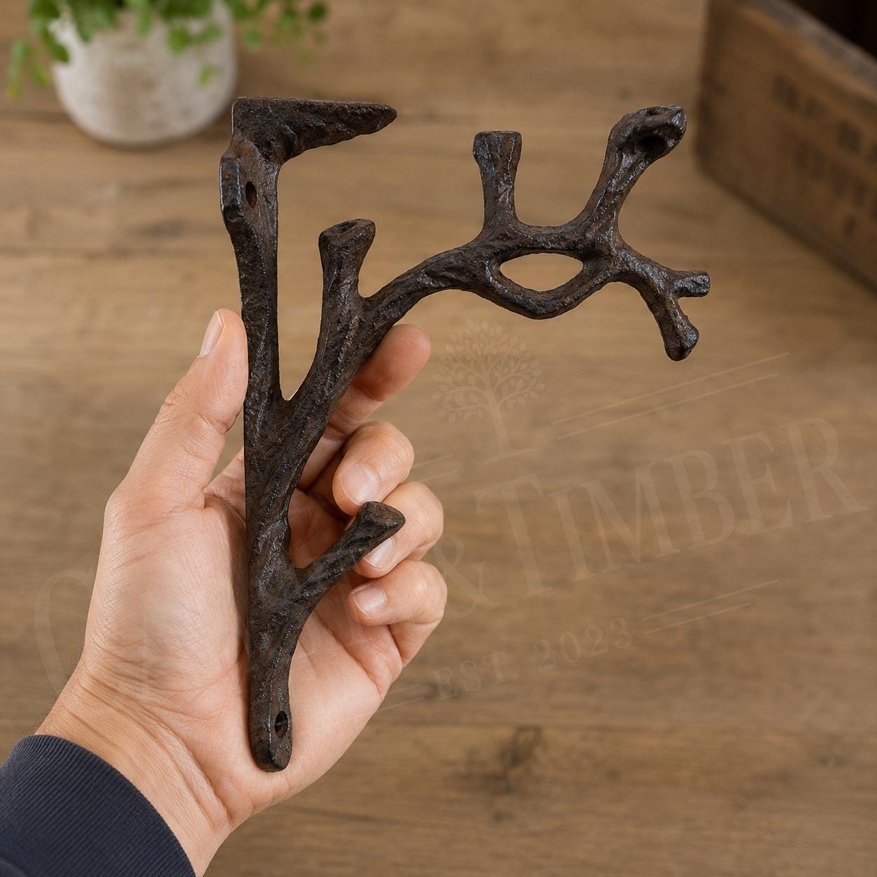 Tree Branch Cast Iron Shelf Brackets