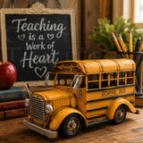 Distressed Tin School Bus Sculpture
