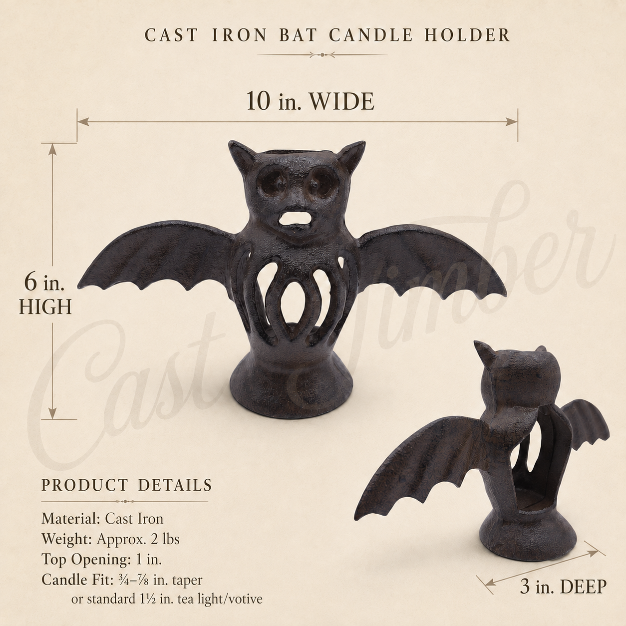 Cast Iron Bat Candle Holder