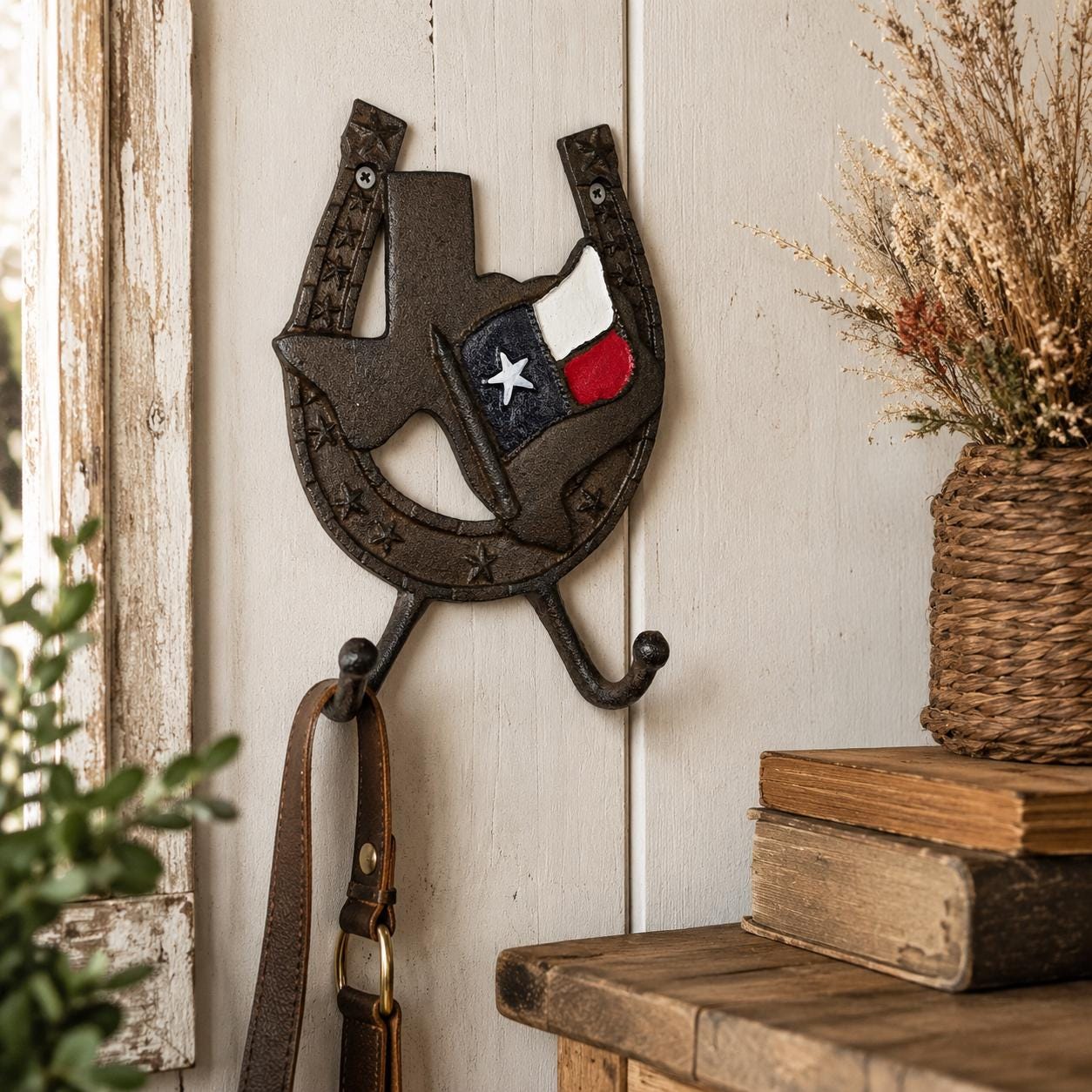 Texas Flag Horseshoe Cast Iron Wall Hook