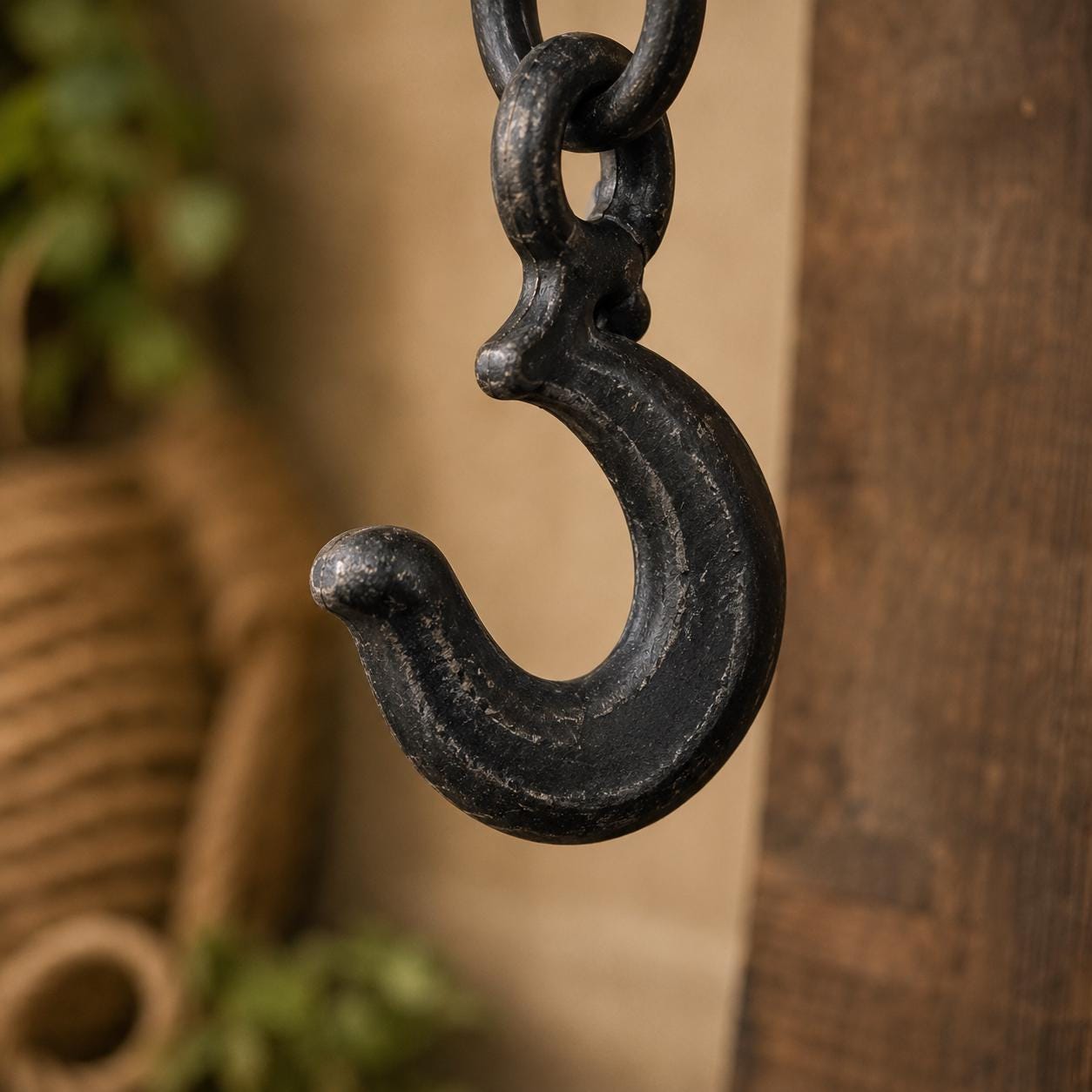 Cast Iron & Wood Barn Pulley Hanger