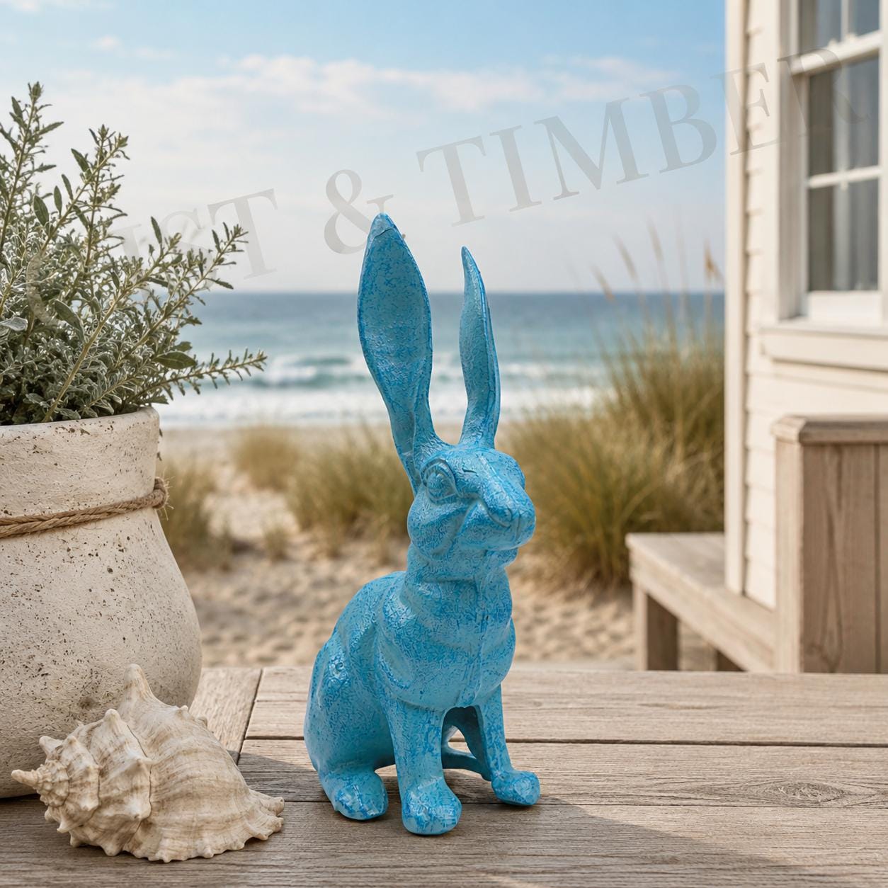 Belgian Hare Cast Iron Rabbit Statue