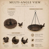 Cast Iron Hanging Bird Bath Feeder, Rustic Garden Decor, Cottage Garden Accent, image 5
