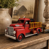 Vintage Red Tin Metal Fire Truck Sculpture, Rustic Firehouse Decor, Firefighter Gift