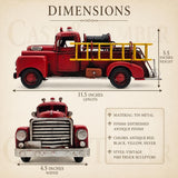 Vintage Red Tin Metal Fire Truck Sculpture, Rustic Firehouse Decor, Firefighter Gift, image 2
