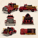 Vintage Red Tin Metal Fire Truck Sculpture, Rustic Firehouse Decor, Firefighter Gift, image 3