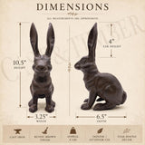 Set of 2 Cast Iron Belgian Hare Rabbit Statues, Choose Colors, Decorative Bookends, Farmhouse Bunny Decor, image 4
