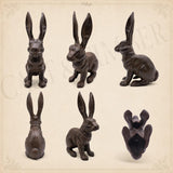 Set of 2 Cast Iron Belgian Hare Rabbit Statues, Choose Colors, Decorative Bookends, Farmhouse Bunny Decor, image 5