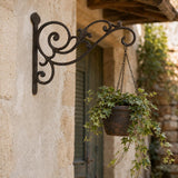 Victorian Cast Iron Plant Hanger, Distressed Dark Brown 10-Inch Wall Bracket