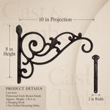 Victorian Cast Iron Plant Hanger, Distressed Dark Brown 10-Inch Wall Bracket, image 2