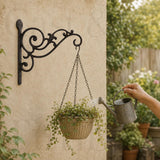 Victorian Cast Iron Plant Hanger, Distressed Dark Brown 10-Inch Wall Bracket, image 5