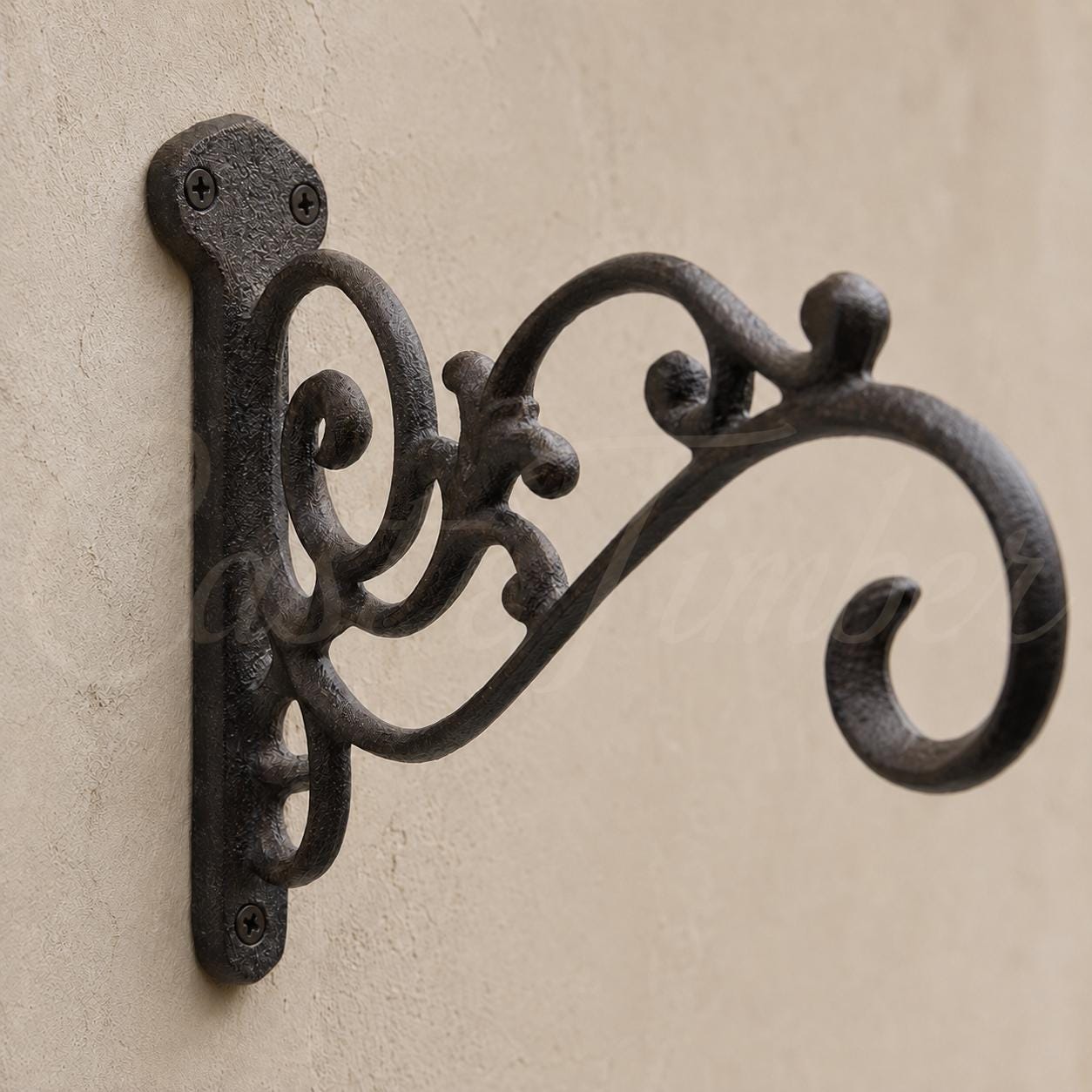 Victorian Cast Iron Plant Hanger, Distressed Dark Brown 10-Inch Wall Bracket, image 6