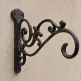 Victorian Cast Iron Plant Hanger, Distressed Dark Brown 10-Inch Wall Bracket, image 6