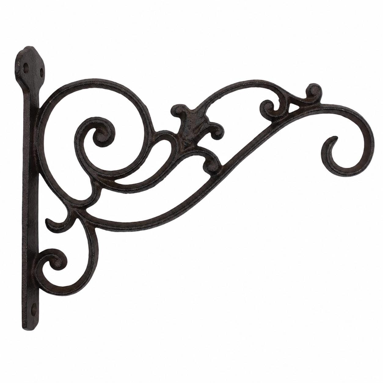 Victorian Cast Iron Plant Hanger, Distressed Dark Brown 10-Inch Wall Bracket, image 12