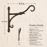 Rustic Cast Iron Plant Hanger, Double Scroll Wall Bracket, Hanging Basket Hook, Farmhouse Porch and Garden Decor, image 2