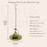 Verdigris Hanging Bird Feeder with Bird Accent, Rustic Metal Garden Decor, Cottage Patio Gift for Bird Lover, image 2