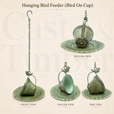 Verdigris Hanging Bird Feeder with Bird Accent, Rustic Metal Garden Decor, Cottage Patio Gift for Bird Lover, image 3