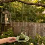 Verdigris Hanging Bird Feeder with Bird Accent, Rustic Metal Garden Decor, Cottage Patio Gift for Bird Lover, image 4