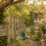 Verdigris Hanging Bird Feeder with Bird Accent, Rustic Metal Garden Decor, Cottage Patio Gift for Bird Lover, image 5