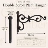 Rustic Cast Iron Plant Hanger, Double Scroll Wall Bracket, Hanging Basket Hook, Farmhouse Garden Decor, image 2