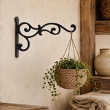 Rustic Cast Iron Plant Hanger, Double Scroll Wall Bracket, Hanging Basket Hook, Farmhouse Garden Decor, image 9
