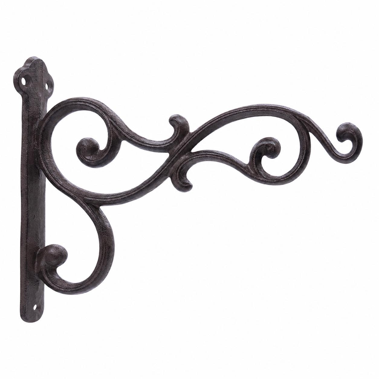 Rustic Cast Iron Plant Hanger, Double Scroll Wall Bracket, Hanging Basket Hook, Farmhouse Garden Decor, image 12