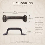 Rustic Farmhouse Cast Iron Door Handle, 6 Inch Barn Gate Pull, Shed Door Cabinet Handle, Antique Style Brown Hardware, image 2