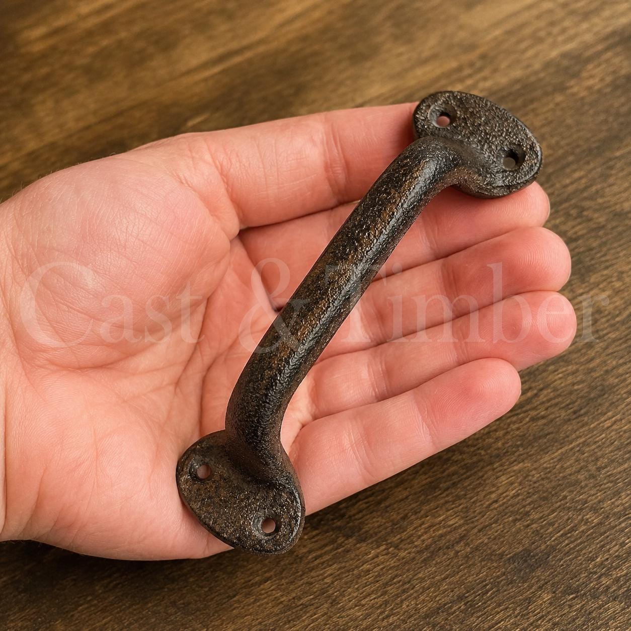 Rustic Farmhouse Cast Iron Door Handle, 6 Inch Barn Gate Pull, Shed Door Cabinet Handle, Antique Style Brown Hardware, image 4