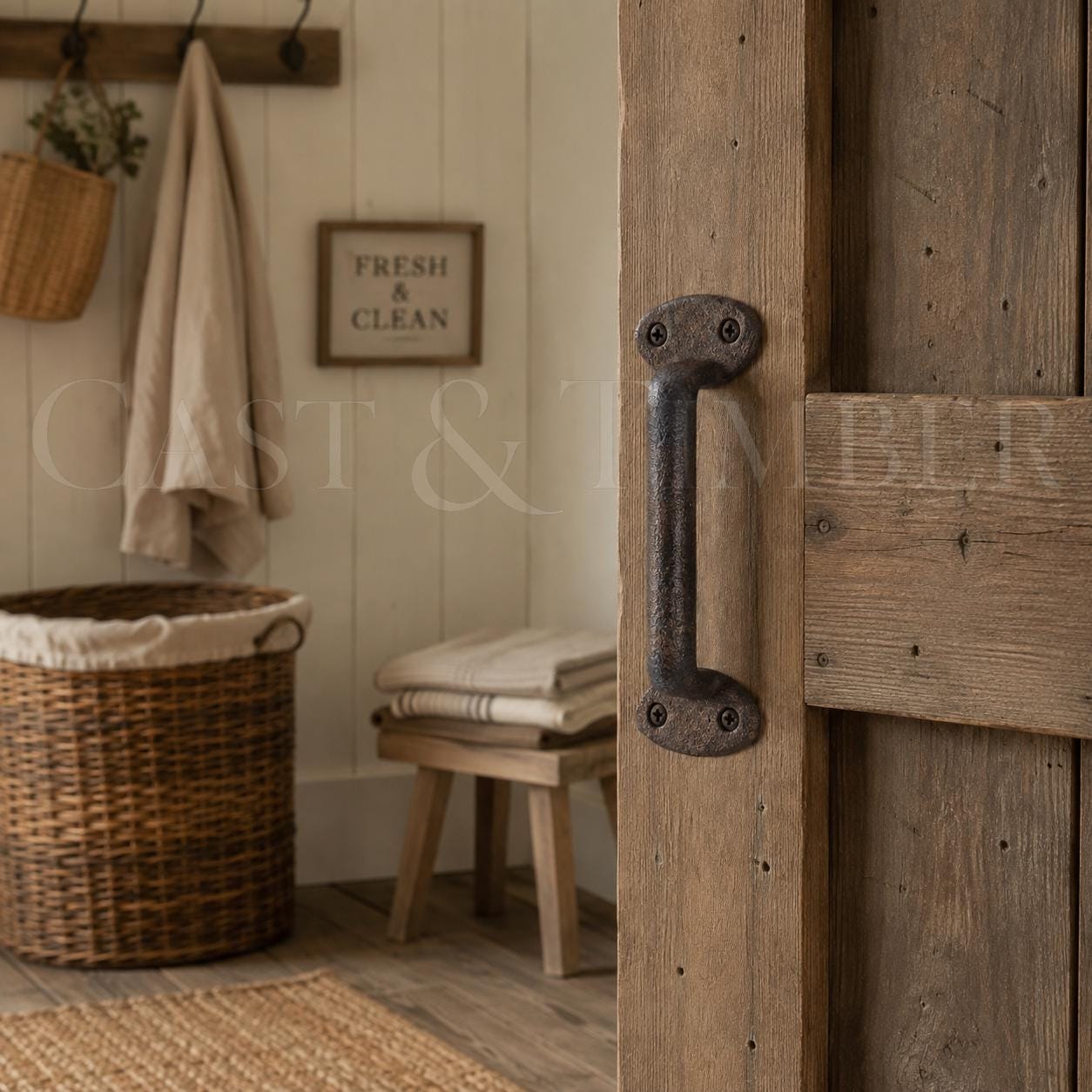 Rustic Farmhouse Cast Iron Door Handle, 6 Inch Barn Gate Pull, Shed Door Cabinet Handle, Antique Style Brown Hardware, image 6
