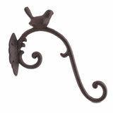 Songbird Cast Iron Plant Hanger, Rustic Scroll Wall Bracket, Hanging Basket Hook, Garden Porch Decor, Brown Iron Bird Bracket, image 10