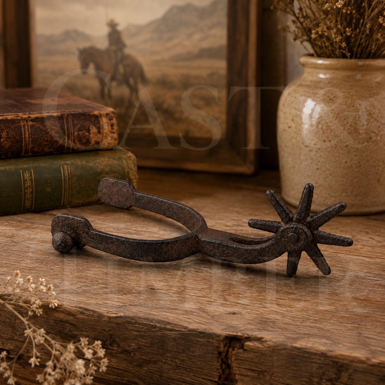 Cast Iron Western Spurs Pair, Rustic Cowboy Rodeo Decor, Decorative Shelf Sitters, Ranch Cabin Lodge Decor, image 6