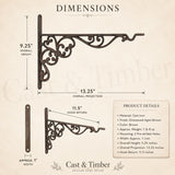 Ornate Cast Iron Plant Hanger, Rustic Wall Bracket for Hanging Baskets, Lanterns, Bird Feeders & Wind Chimes, image 2