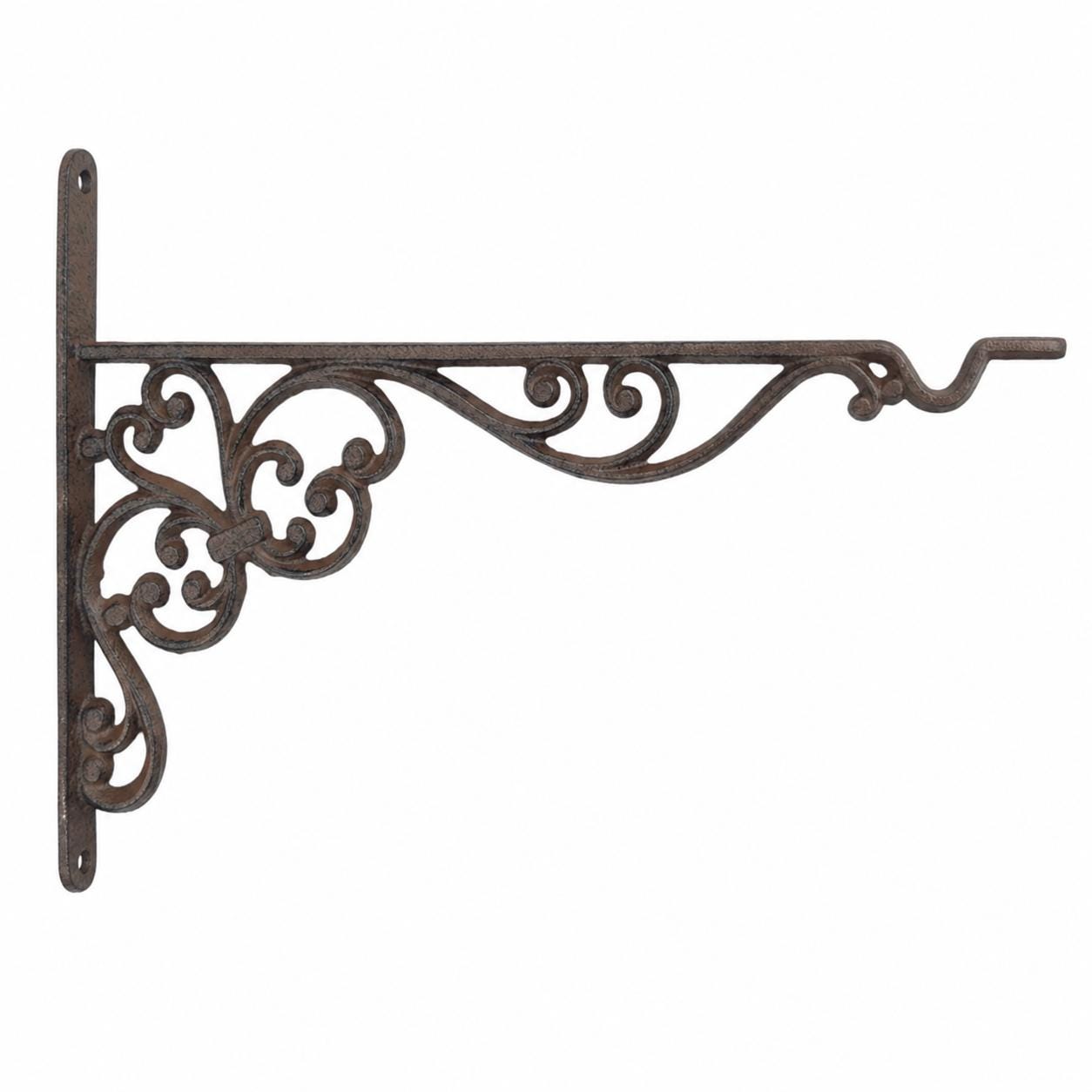 Ornate Cast Iron Plant Hanger, Rustic Wall Bracket for Hanging Baskets, Lanterns, Bird Feeders & Wind Chimes, image 9