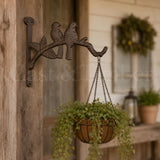 Rustic Lovebirds Plant Hanger, Cast Iron Hanging Basket Bracket, Bird Branch Wall Hook, Garden Planter Hanger, image 6