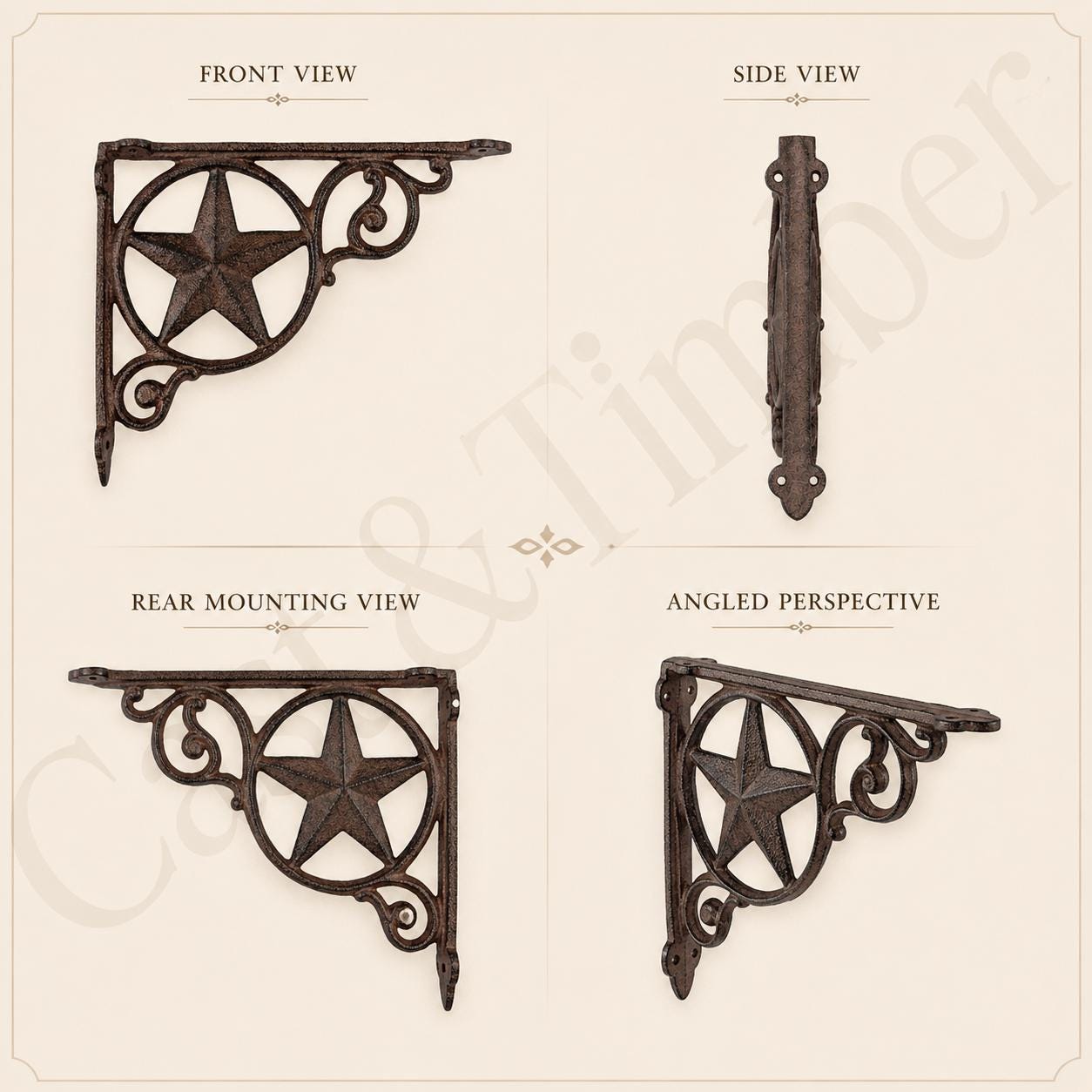 Western Star Cast Iron Shelf Brackets