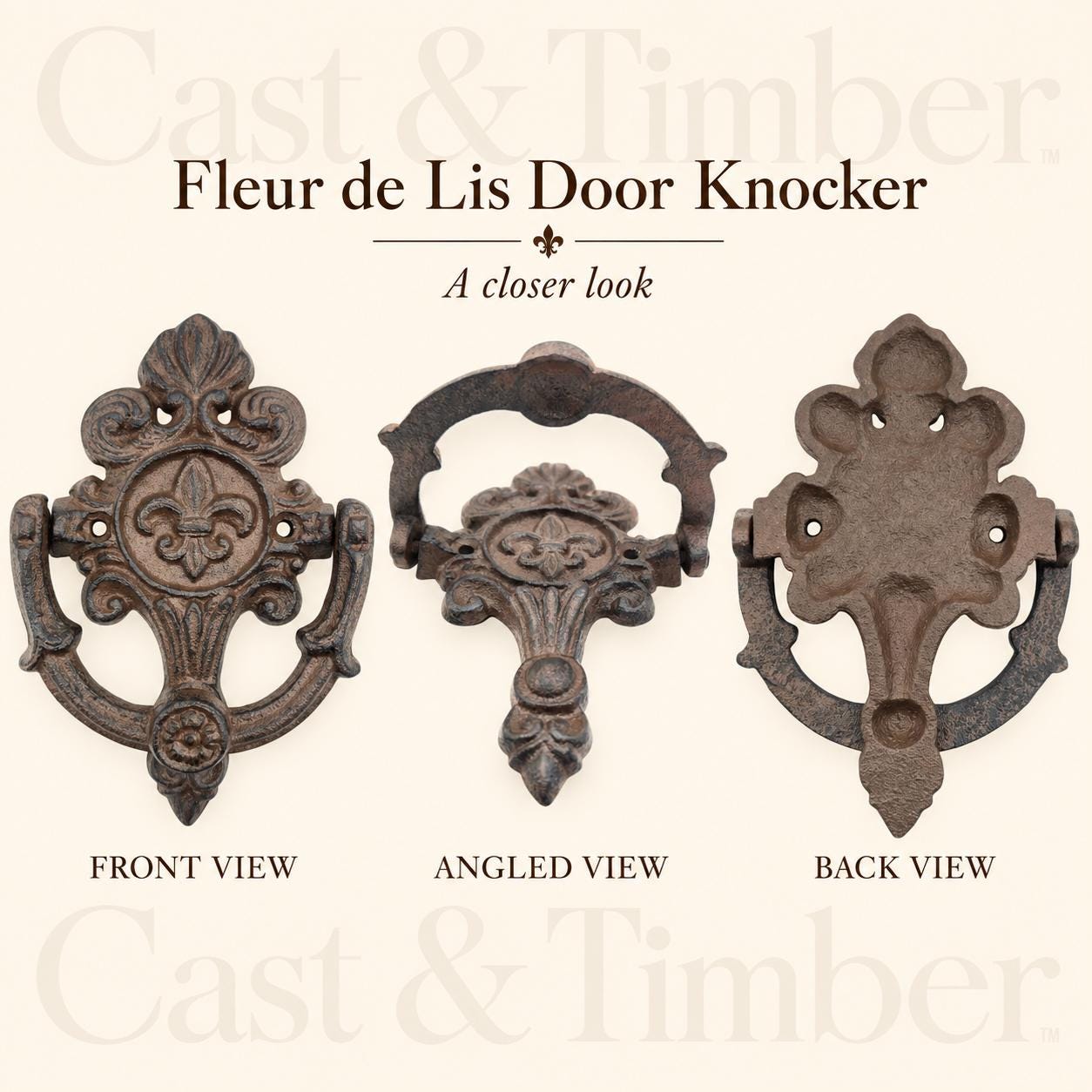 Fleur de Lis Cast Iron Door Knocker