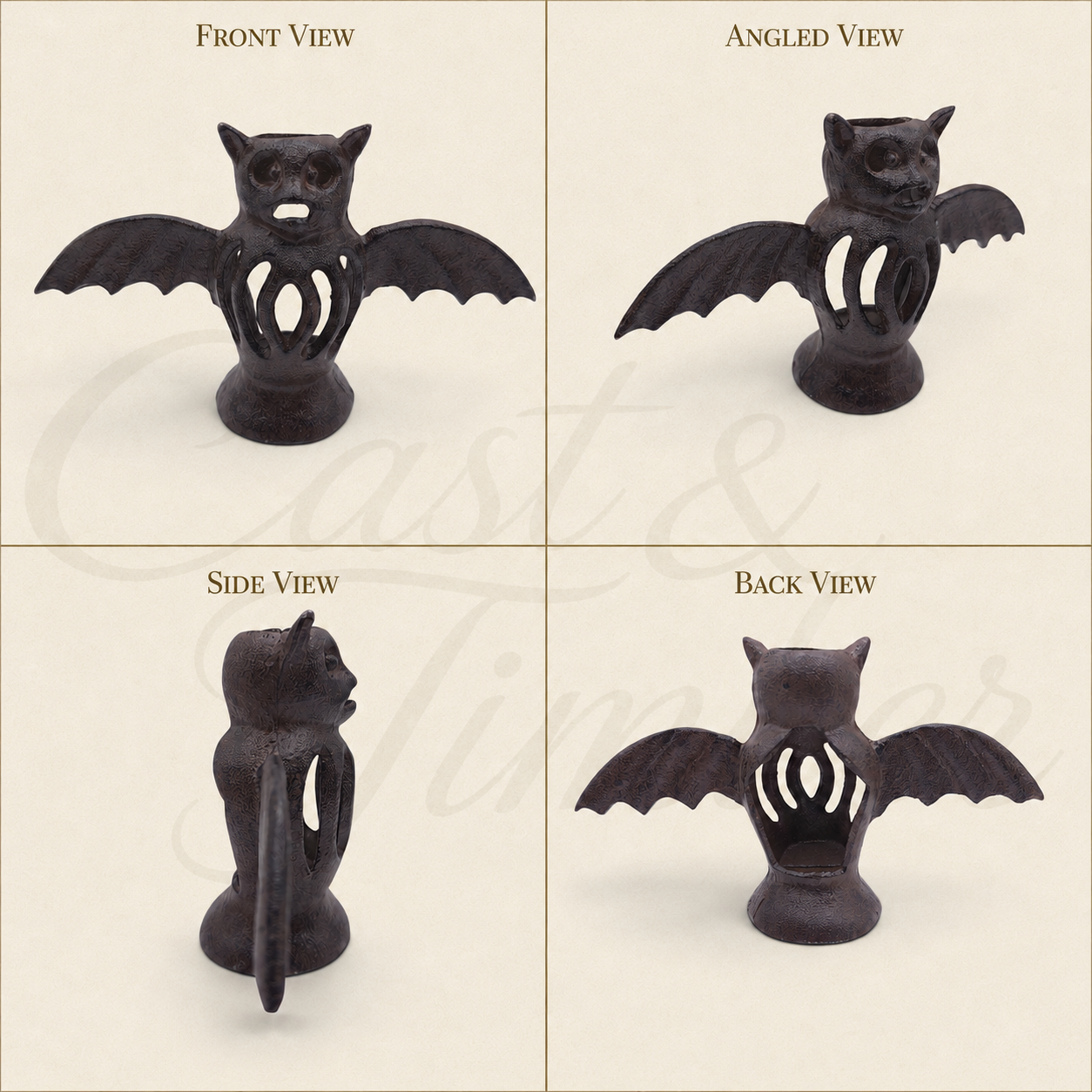 Cast Iron Bat Candle Holder