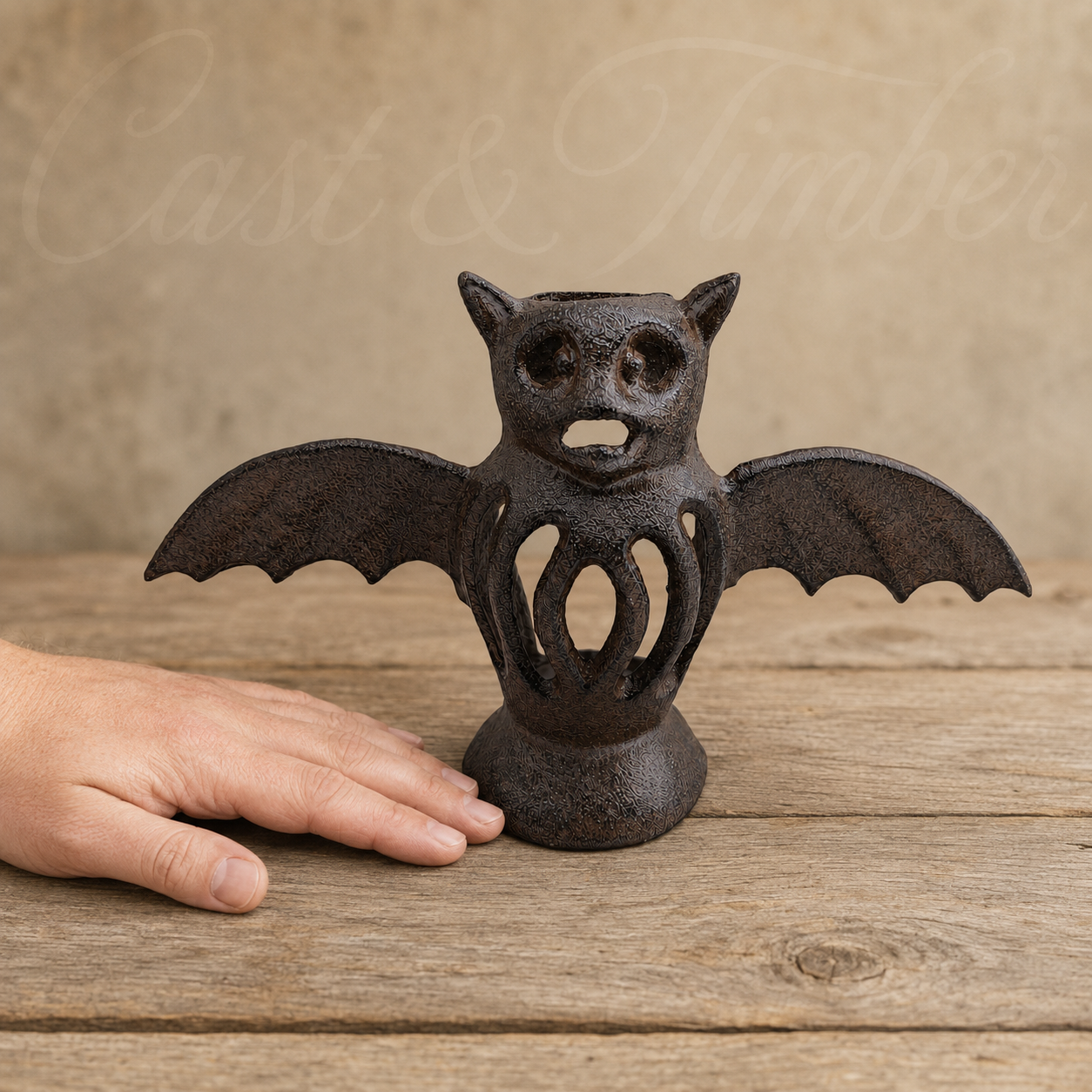 Cast Iron Bat Candle Holder