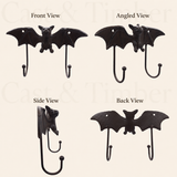 Cast Iron Bat Wall Rack With Two Hooks
