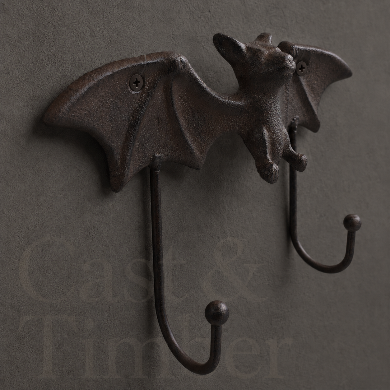 Cast Iron Bat Wall Rack With Two Hooks