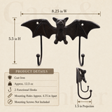 Cast Iron Bat Wall Rack With Two Hooks