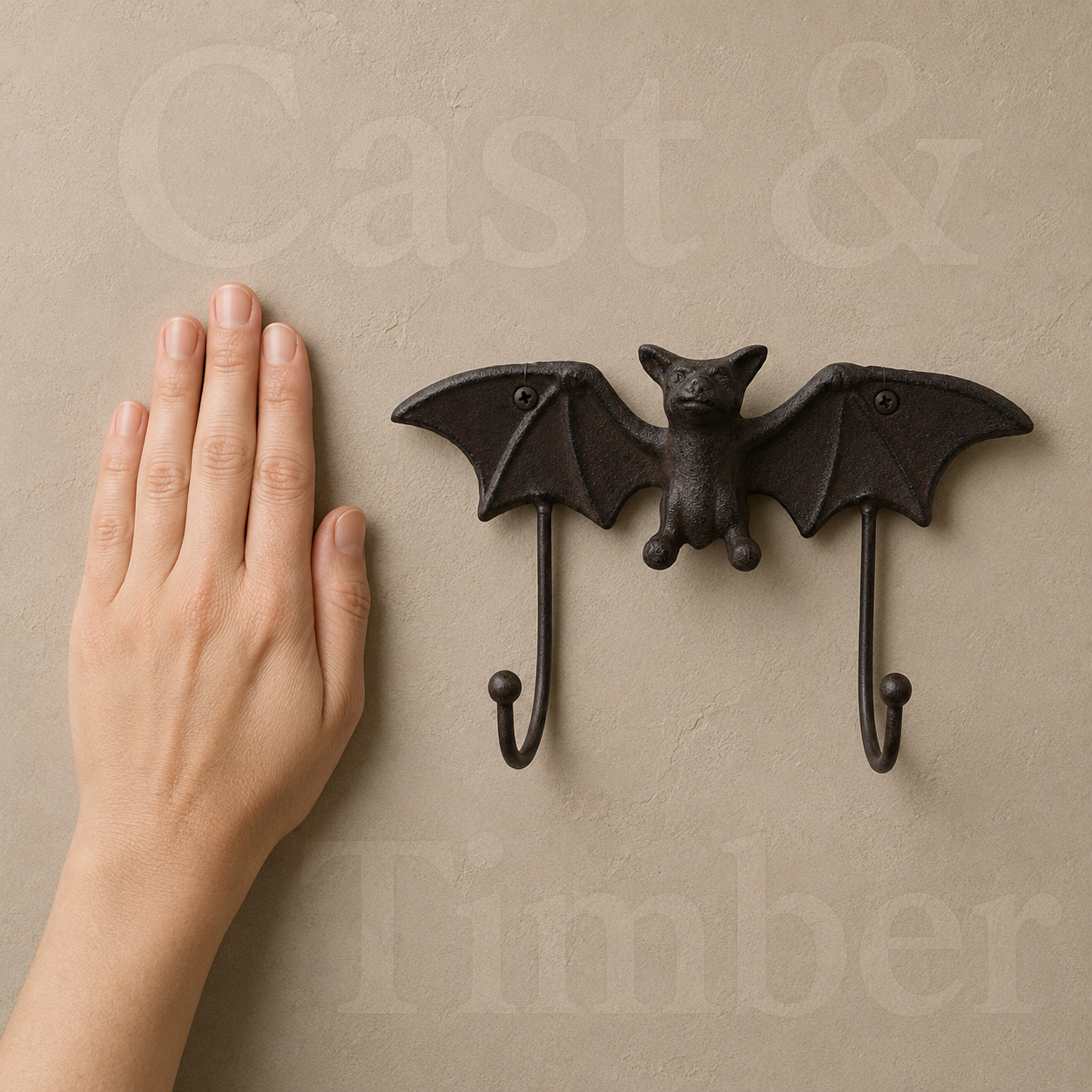 Cast Iron Bat Wall Rack With Two Hooks